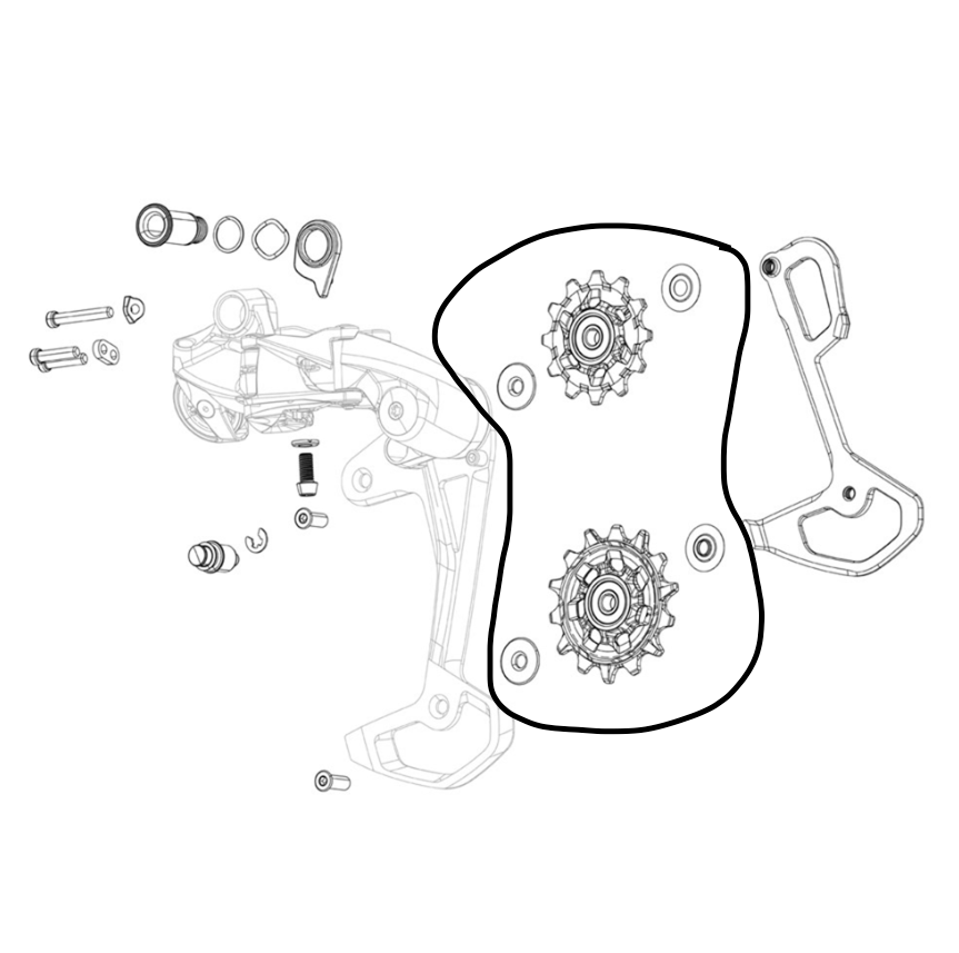 Sram MTB Rear Derailleur Pulley Kit X9/X7/GX 2X10 Type2 Jockey Wheels 11.7518.018.001