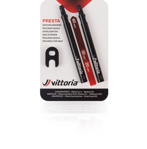 Vittoria Valve Extension Blister 2 Pcs. In Alu + Spanner | Black