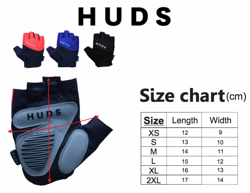 HUDS Fingerless Cycling Mitts In Red Road , Gravel and MTB