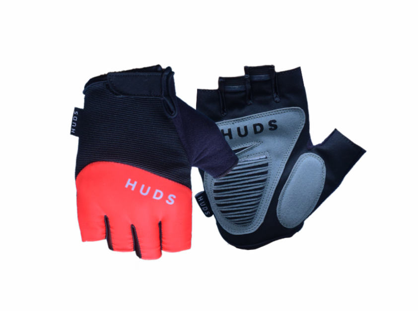 HUDS Fingerless Cycling Mitts In Red Road , Gravel and MTB