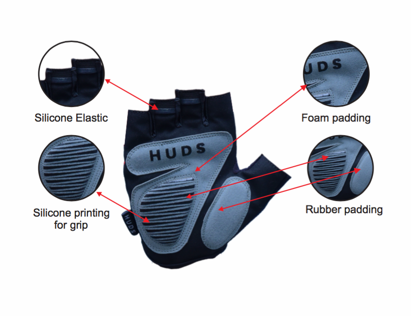 HUDS Fingerless Cycling Mitts Road, Gravel and MTB