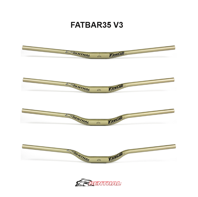 Renthal FatBar 35 V3 MTB Downhill 35mm Clamp Handlebars 800mm Wide | Gold