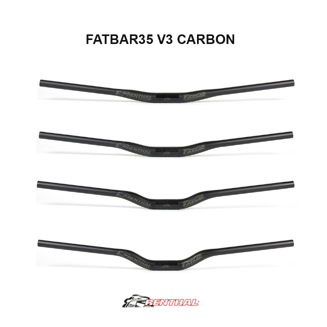 Renthal FatBar 35 V3 Carbon MTB Downhill 35mm Clamp Handlebars 800mm Wide | Black