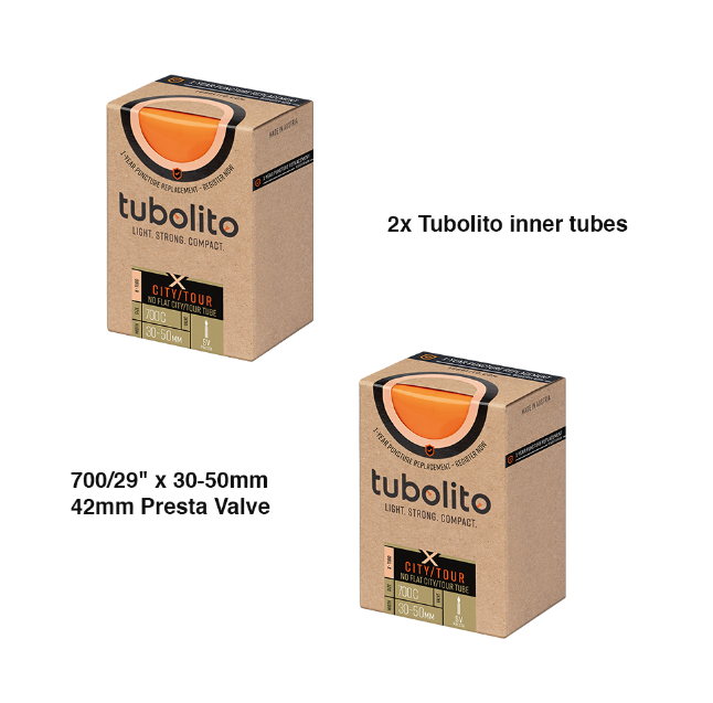 2x Tubolito X-Tubo City/Tour 700/29" x 30-50mm 42mm Presta Valve in Orange Inner Tubes