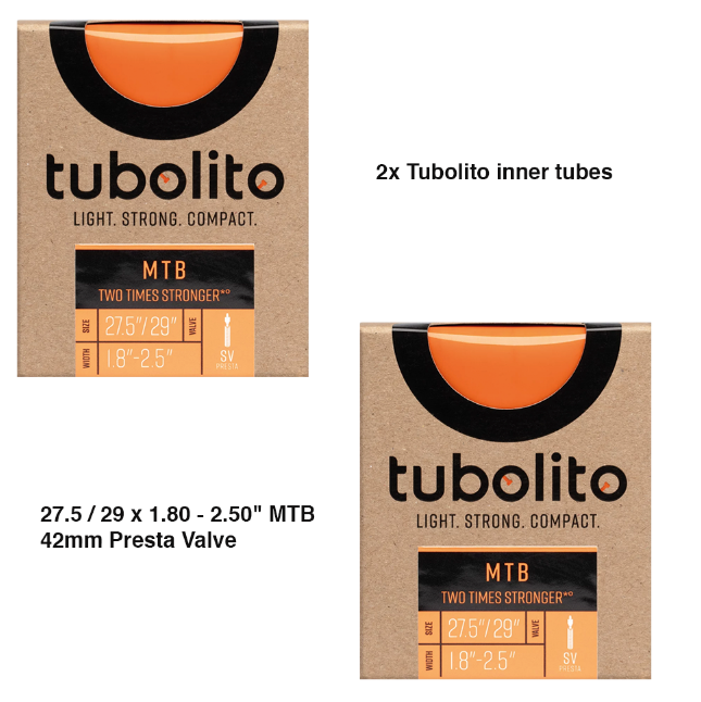 2x Tubolito Tubo 27.5 / 29 x 1.80 - 2.50" MTB 42mm Presta Valve in Orange Inner Tubes