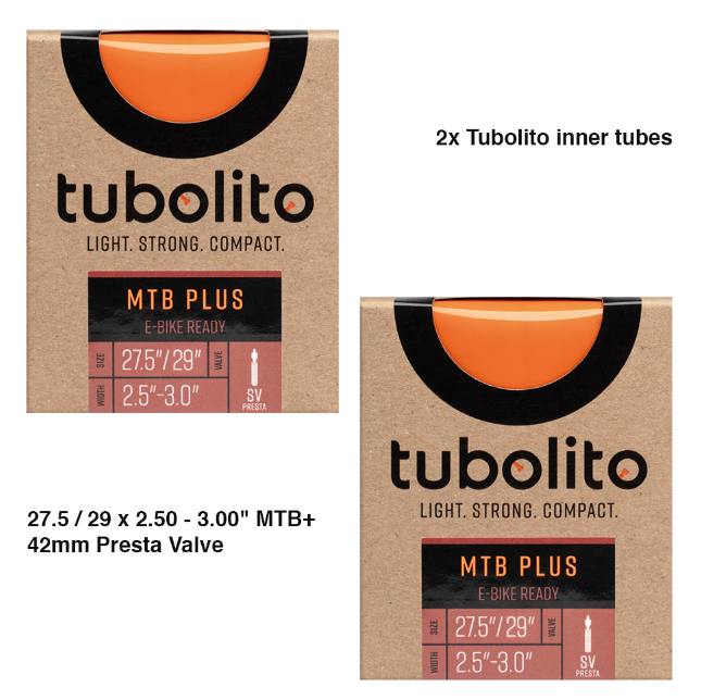 2x Tubolito Tubo 27.5 / 29 x 2.50 - 3.00" MTB+ 42mm Presta Valve in Orange Inner Tubes