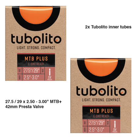 2x Tubolito Tubo 27.5 / 29 x 2.50 - 3.00" MTB+ 42mm Presta Valve in Orange Inner Tubes
