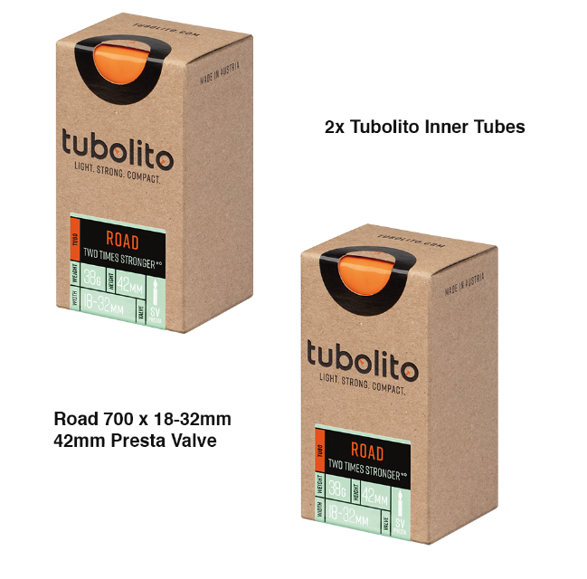 2x Tubolito Tubo 700C Road 700 x 18-32mm Presta Valve in Orange Inner Tubes