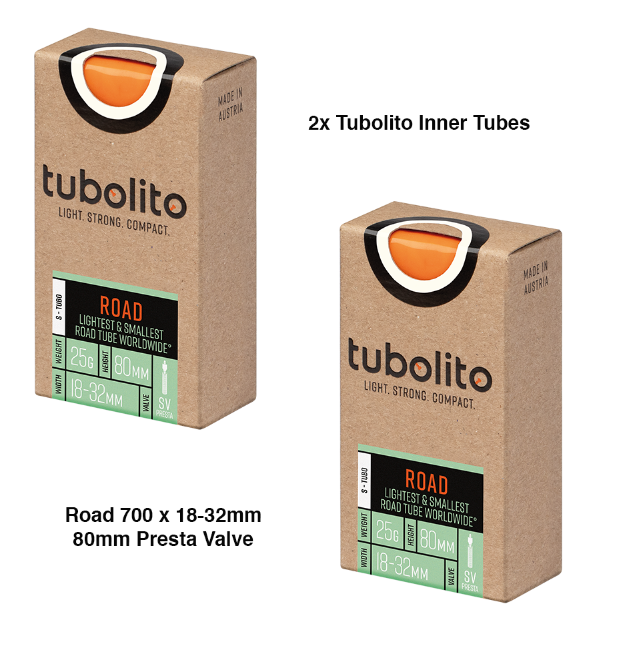 2x Tubolito S-Tubo 700C Road 700 x 18-32mm Presta Valve Orange Inner Tubes