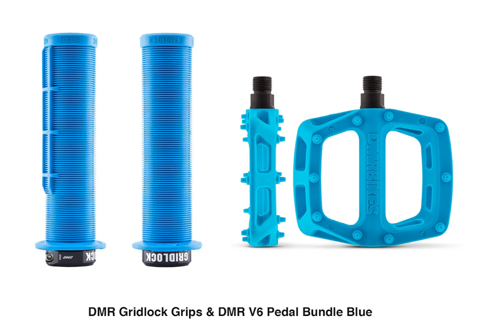 DMR Gridlock Grip MTB BMX DH Bundle & DMR V6 Pedals