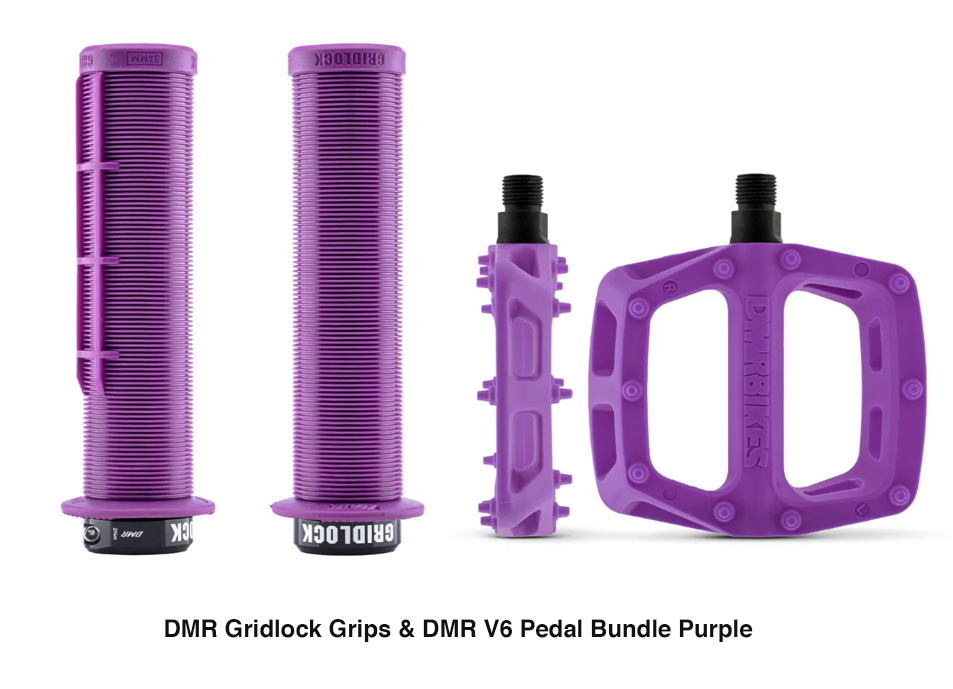 DMR Gridlock Grip MTB BMX DH Bundle & DMR V6 Pedals