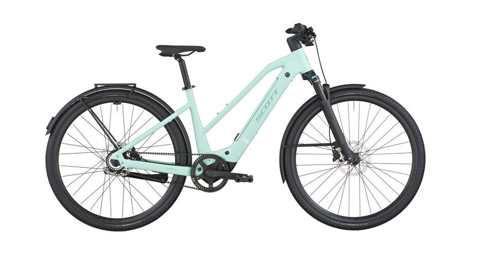Scott Passage 10 Belt Slope Electric Hybrid Bike In Mint Green