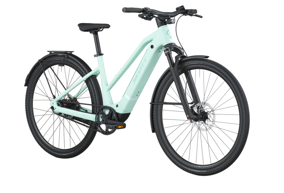Scott Passage 10 Belt Slope Electric Hybrid Bike In Mint Green
