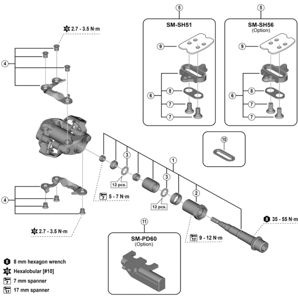 Shimano PD-M8100 Pedal Axle Assembly Service Kit