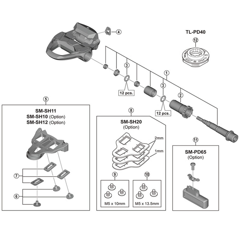 Shimano PD-R7000 105 Pedal Axle Assembly Service Kit