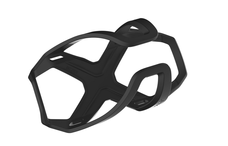 Scott SYNCROS water bottle cage in black, designed for easy left or right handed use and solid bottle retention.