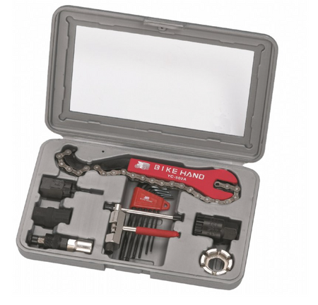 Bike Hand Economical 8 Piece Tool Kit including various tools in a compact case.