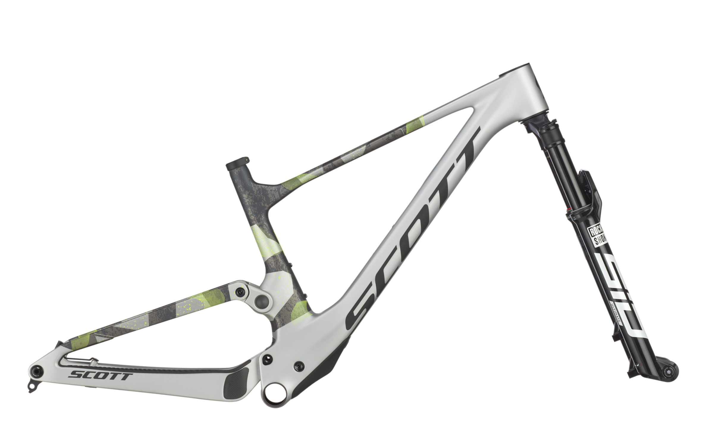 Scott Spark RC World Cup mountain bike frame in ice grey and progressive grey design.