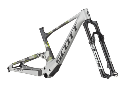 Scott Spark RC World Cup mountain bike frame in Ice Grey Progressive Grey with RockShox fork.
