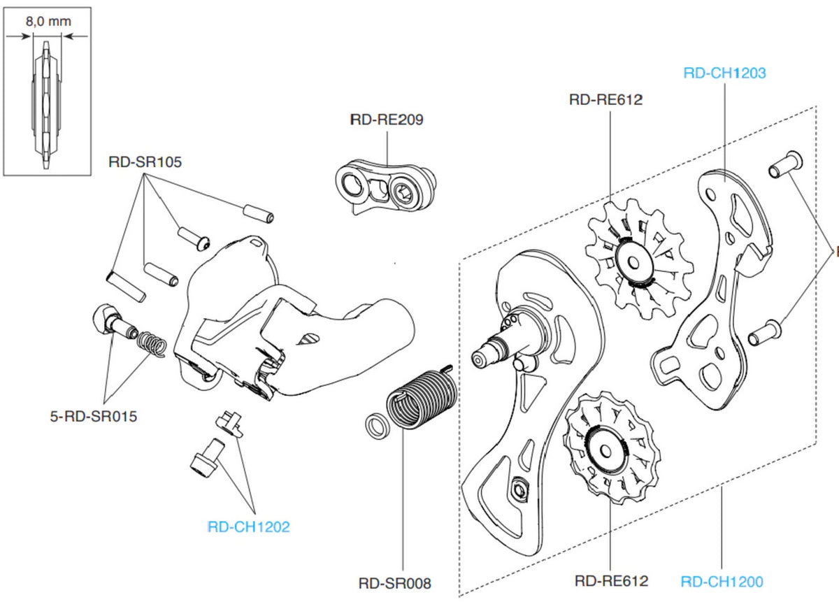 Campagnolo RD-CH1203 12 speed Super Record, Record & Chorus Spare Rear Derailleur Cage Inner Plate 29-34