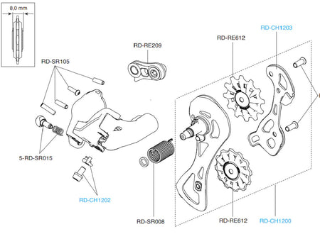 Campagnolo RD-CH1203 12 speed Super Record, Record & Chorus Spare Rear Derailleur Cage Inner Plate 29-34
