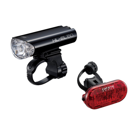 Cateye EL-160 LED light set / Omni 5 Bicycle Front & Rear AA Battery LED Light Set | MTB ROAD GRAVEL