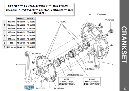 Campagnolo FC-RE011 Ultra Torque Chainset Spare Part