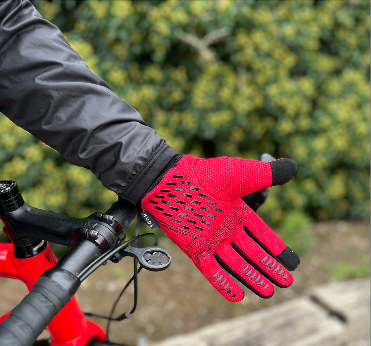 HUDS Wind Stop Thermal Lined Lightweight Warm Cycling Winter Gloves In Red