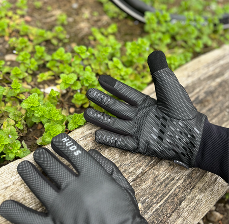 HUDS Wind Stop Thermal Lined Lightweight Warm Cycling Winter Gloves In Black