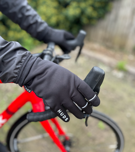 HUDS Water Resistant Cycling Winter Gloves In Black