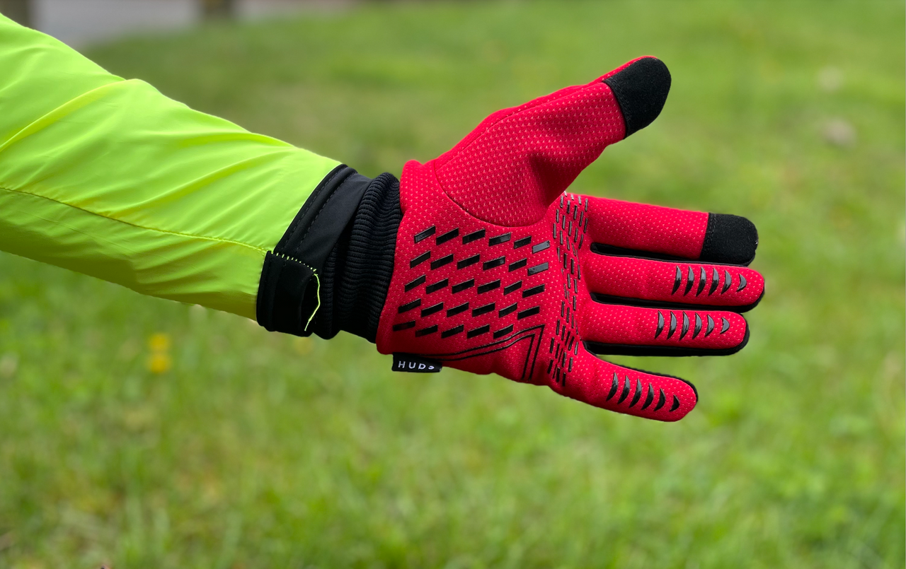 HUDS Wind Stop Thermal Lined Lightweight Warm Cycling Winter Gloves In Red
