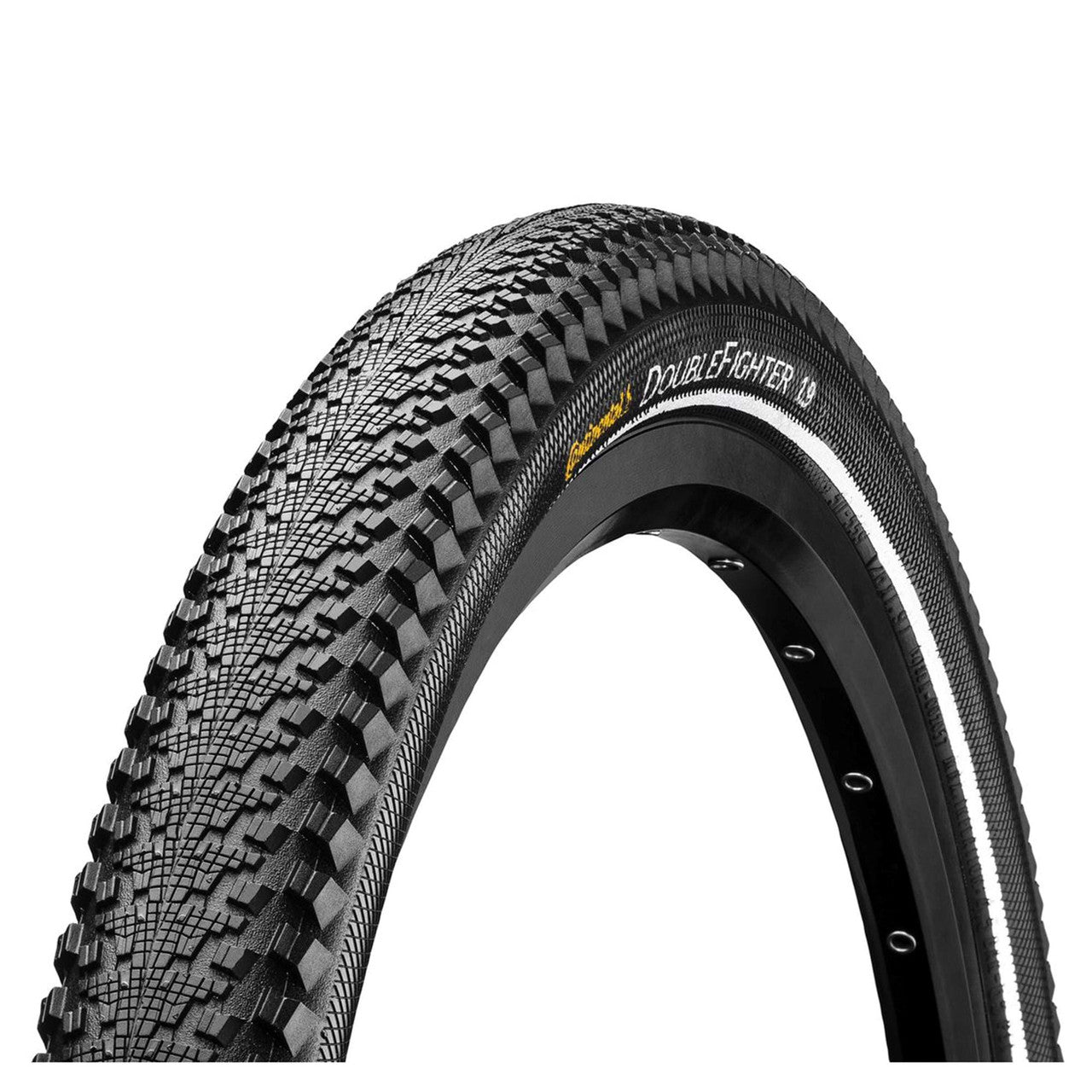 Continental Double Fighter III Commuter Rigid Tyre In Black/Reflex With Reflective Side Wall
