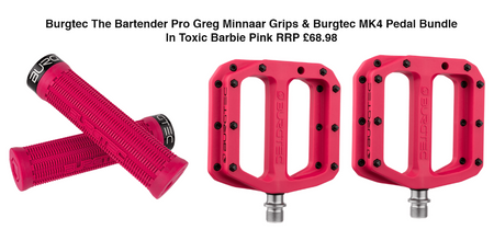 Burgtec The Bartender Pro Greg Minnaar Handlebar Grips & MK4 Pedal Bundle Toxic Barbie Pink