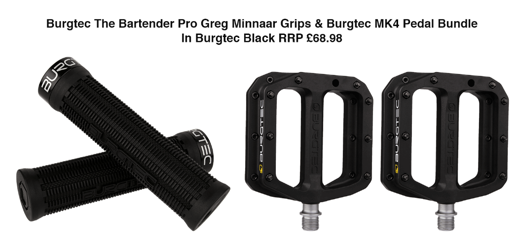 Burgtec The Bartender Pro Greg Minnaar Handlebar Grips & MK4 Pedal Bundle Burgtec Black