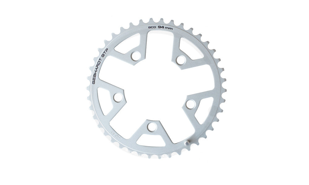 Gebhardt 3/32" 2mm Dural Chainring | 94mm BCD | Silver | 5-Arm | All Sizes |