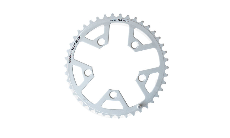 Gebhardt 3/32" 2mm Dural Chainring | 94mm BCD | Silver | 5-Arm | All Sizes |