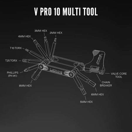 Lezyne V Pro 10 Compact Multi Tool For All Bikes With Black Anti-Corrosion