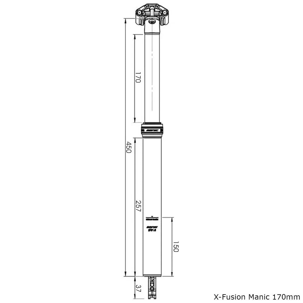 X-Fusion Manic 450mm MTB Dropper Post 170mm Drop | 31.6mm Diameter