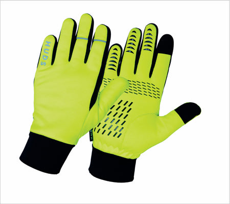 HUDS Water Resistant Cycling Winter Gloves In Black or Fluro Yellow