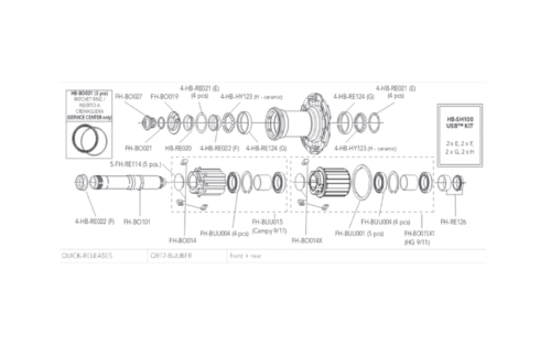 Campagnolo USB Hub Bearing Service Kit HB-SH100 For One Wheel 17x49