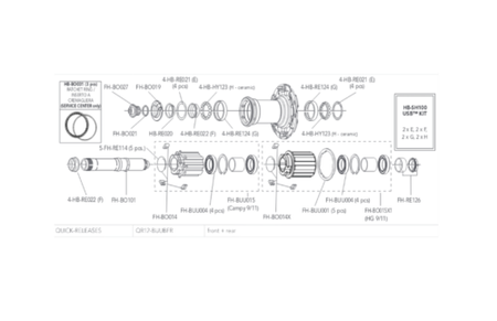 Campagnolo USB Hub Bearing Service Kit HB-SH100 For One Wheel 17x49