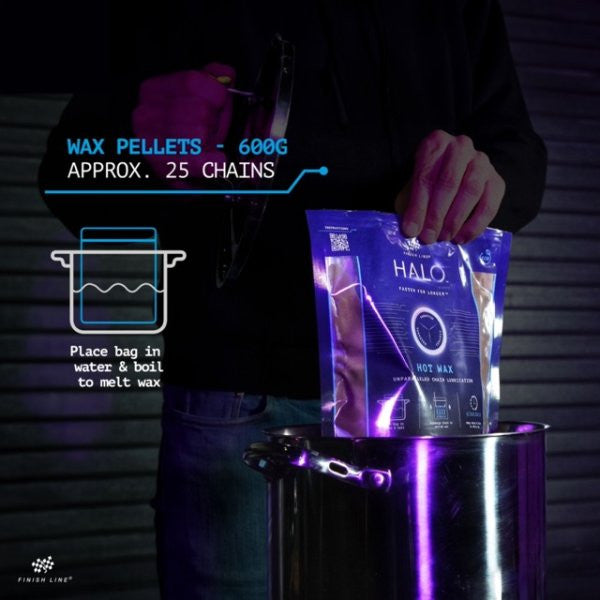 Finish Line Halo Hot Wax Bicycle Chain Lubricant Granular Melts 600g Double Boil Bag