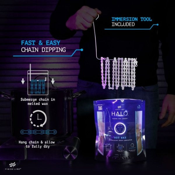 Finish Line Halo Hot Wax Bicycle Chain Lubricant Granular Melts 600g Double Boil Bag