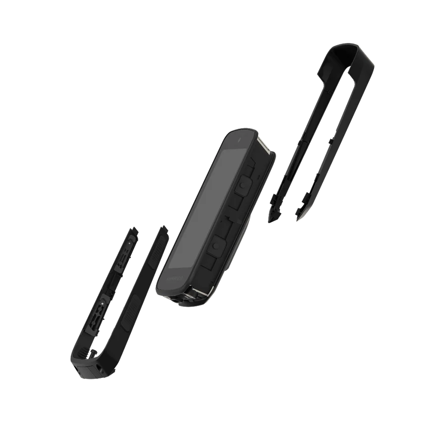 interchangeable Karoo color shells in standard black showing installation components and design details.