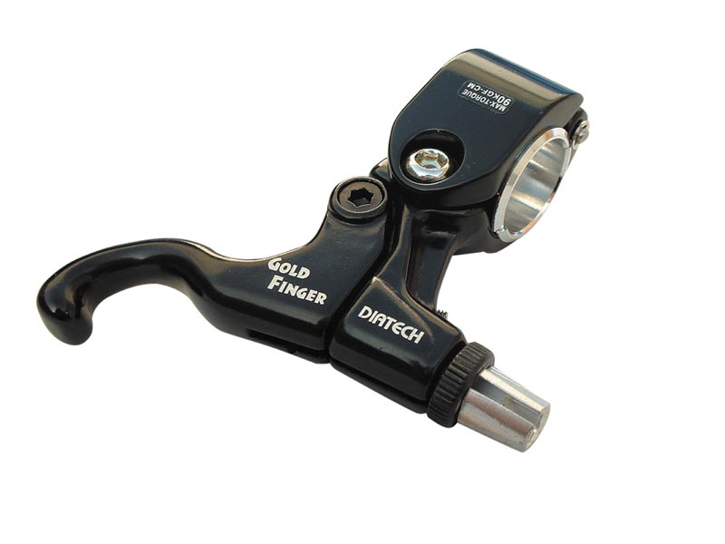 Dia-Compe Tech 99 BMX brake lever in black, cold forged alloy, single right-hand lever with Gold Finger branding.