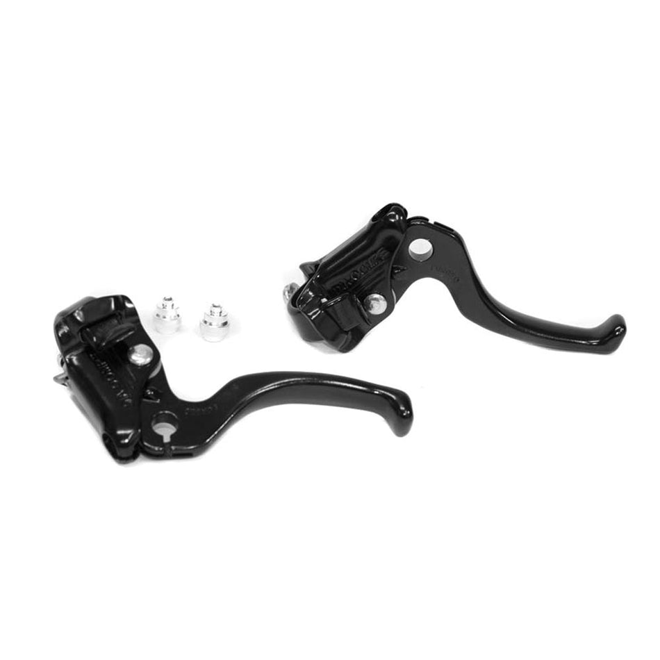 Dia-Compe MX122 old school BMX brake levers in black with clamp screws for classic Fixie bike handlebars.