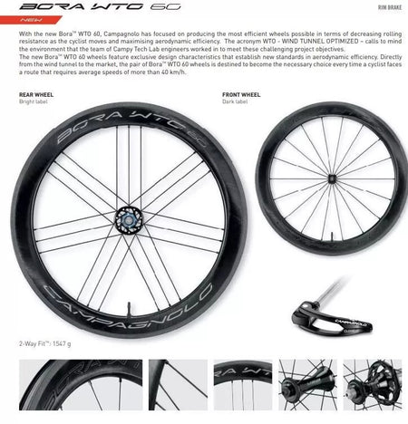 Campagnolo Bora WTO 60 Rim Brake 2-Way Road Carbon Wheelset - WH19-BOWTOFR60DK