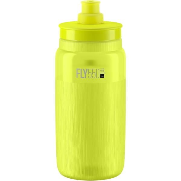 Elite Fly lightweight sports cycling water bottle 550ml in bright yellow color design.