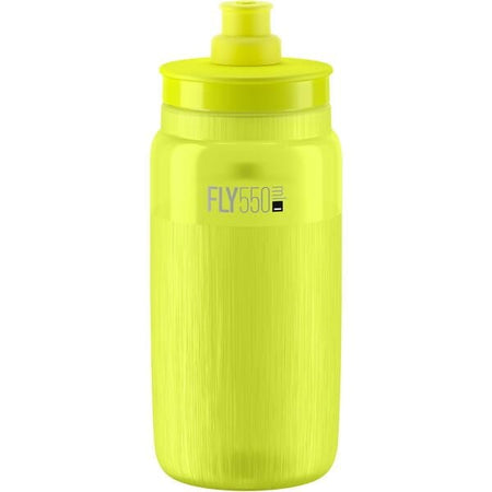 Elite Fly lightweight sports cycling water bottle 550ml in bright yellow color design.