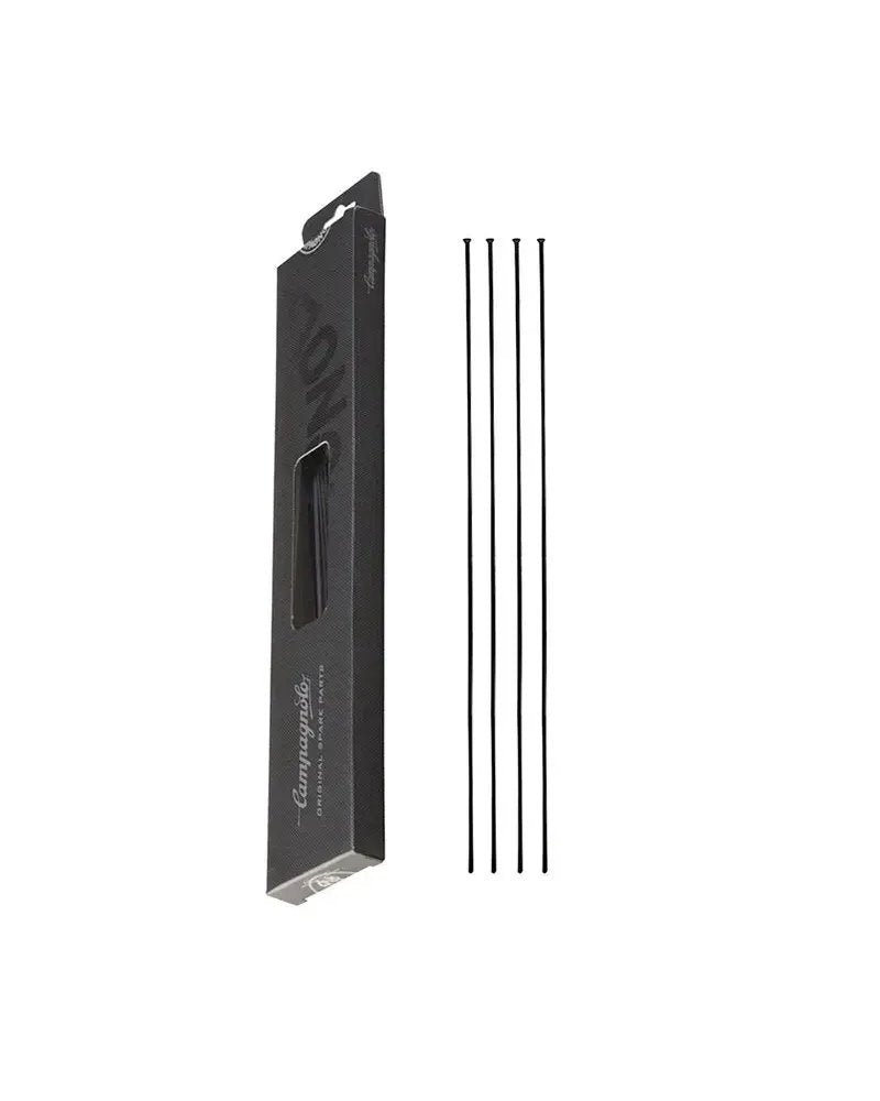 Campagnolo WH-01BWTO60DB Bora WTO disc brake spoke kit in black packaging with four black spokes visible